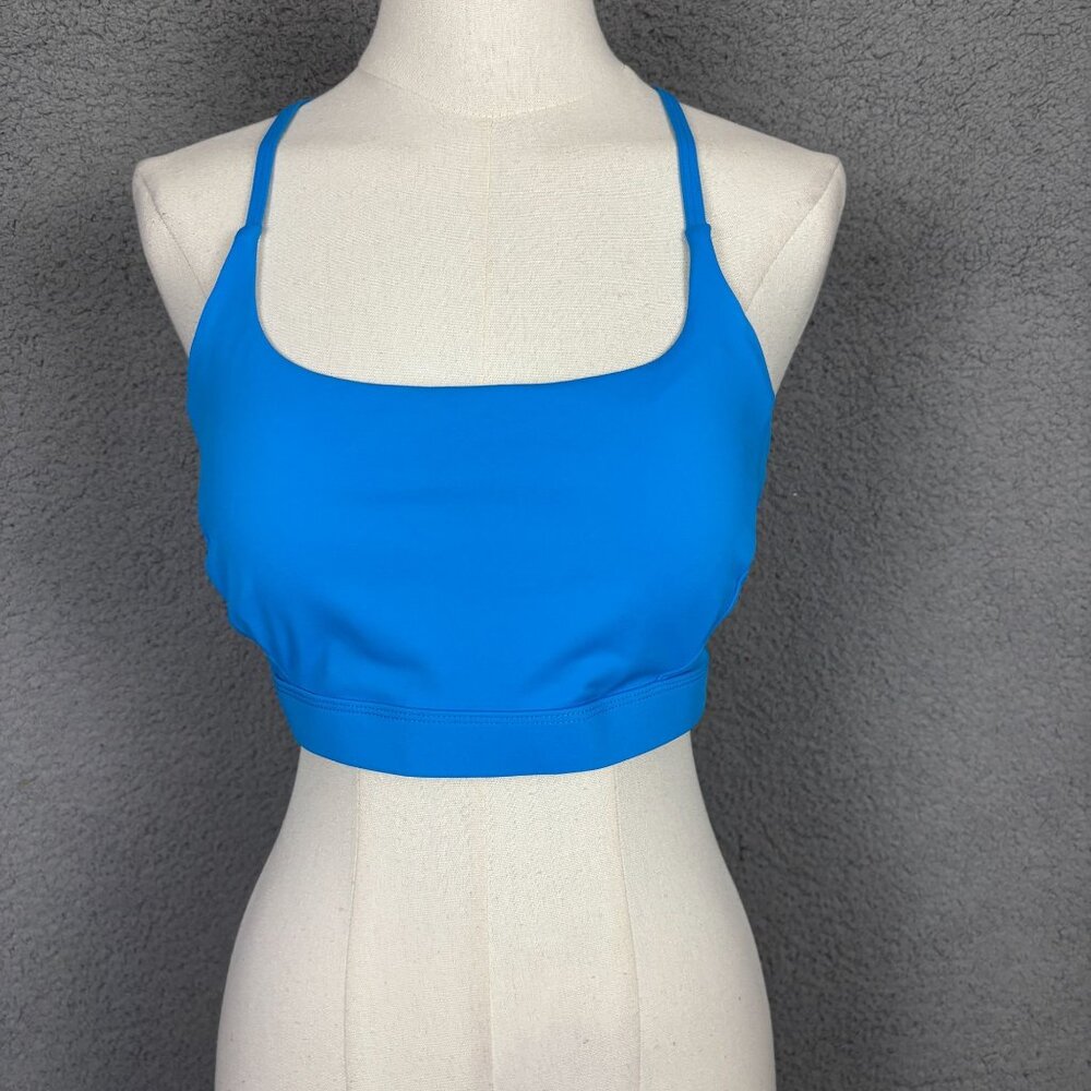 Running Girl Womens XL Blue Sports Bra Racerback Lightweight & Breathable NWOT's